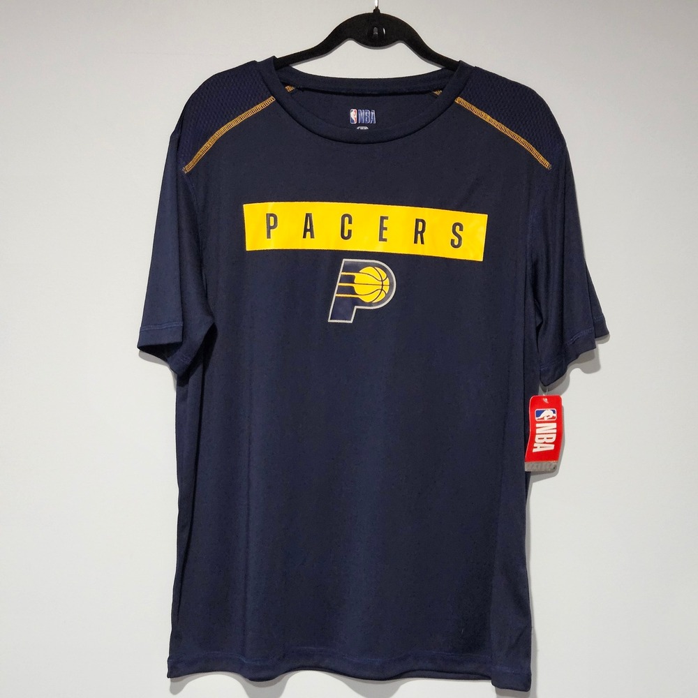 Indiana Pacers NBA Navy Blue Men's T Shirt Short Sleeve Graphic Tee Size‎ Large